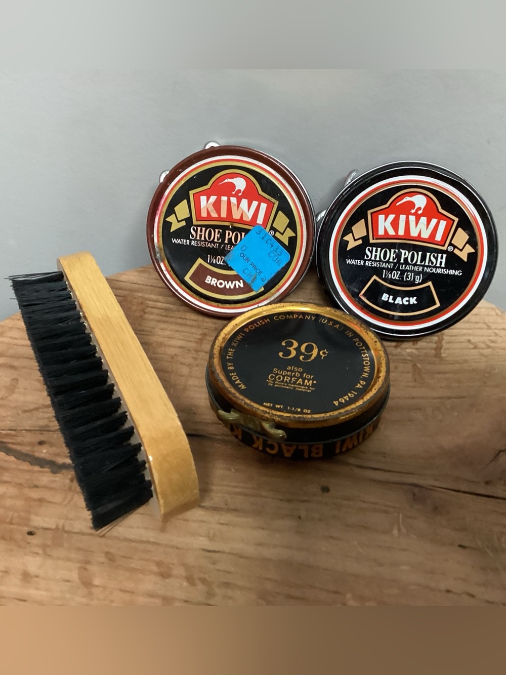 🔴 Vintage - KIWI 3 Tin Set - One from the 1960s - Collectible & Free Brush